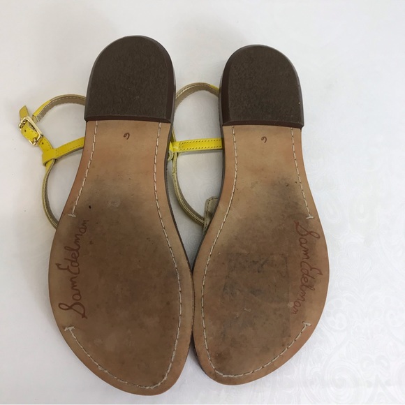 Sam Edelman | Gigi Snake Print Sandal Yellow 6 - Picture 7 of 10